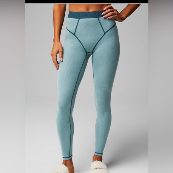 Fabletics Pants - Fabletics Women's Waffle Leggings in the color Arctic Wave/Midnight Wave.